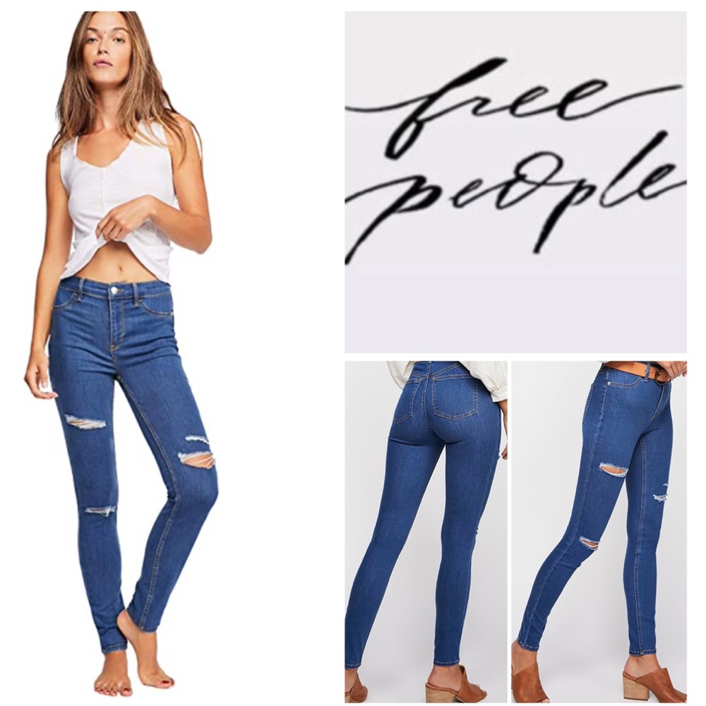 🆕Free People Destroyed Long And Lean Jeggings.  NWOT.